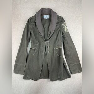 A. Kurtz Women’s Military Jacket XS Army Green Blazer Coat Patch‎ Pocket
